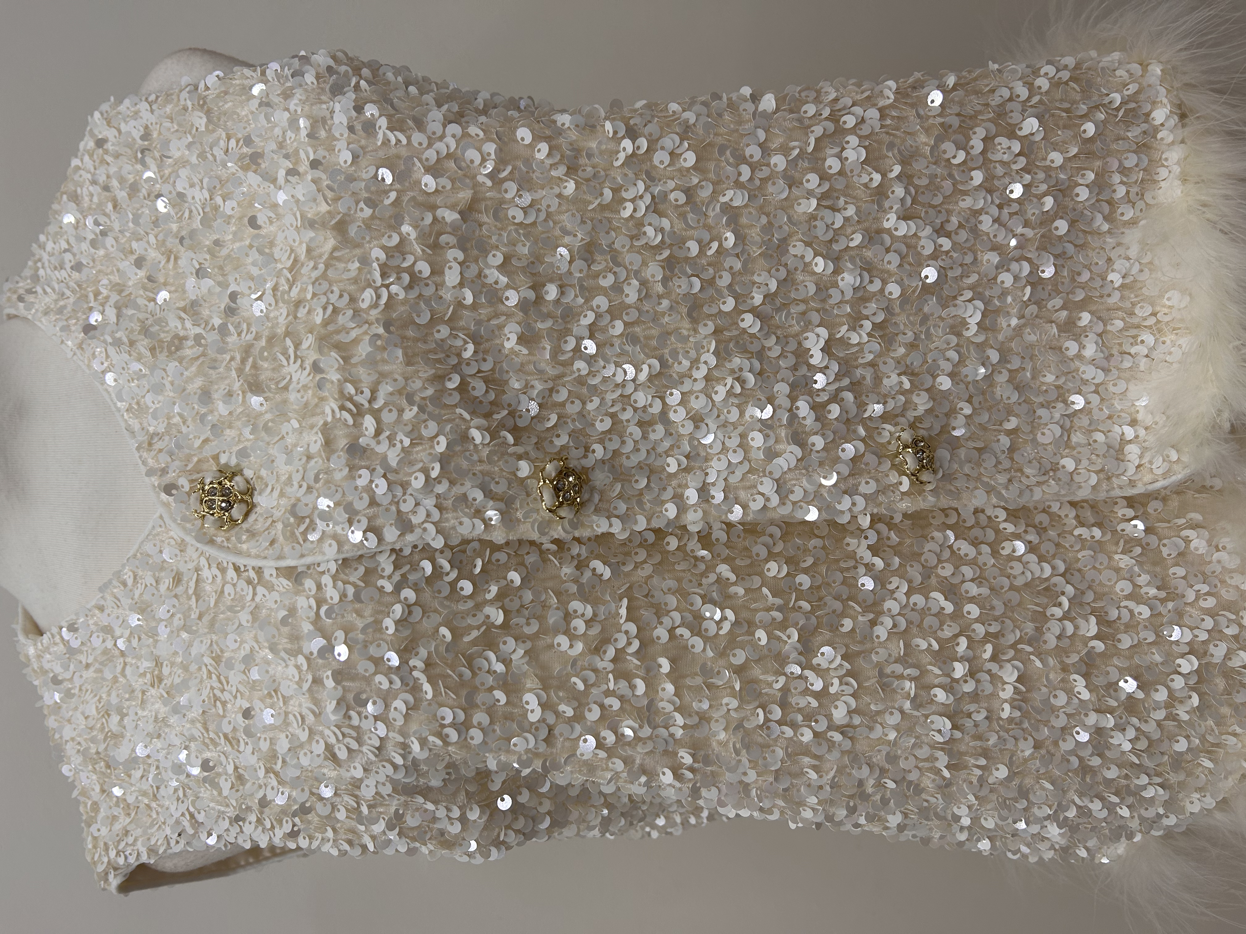 561.WB Sequin Tang Suit Vest Jacket White