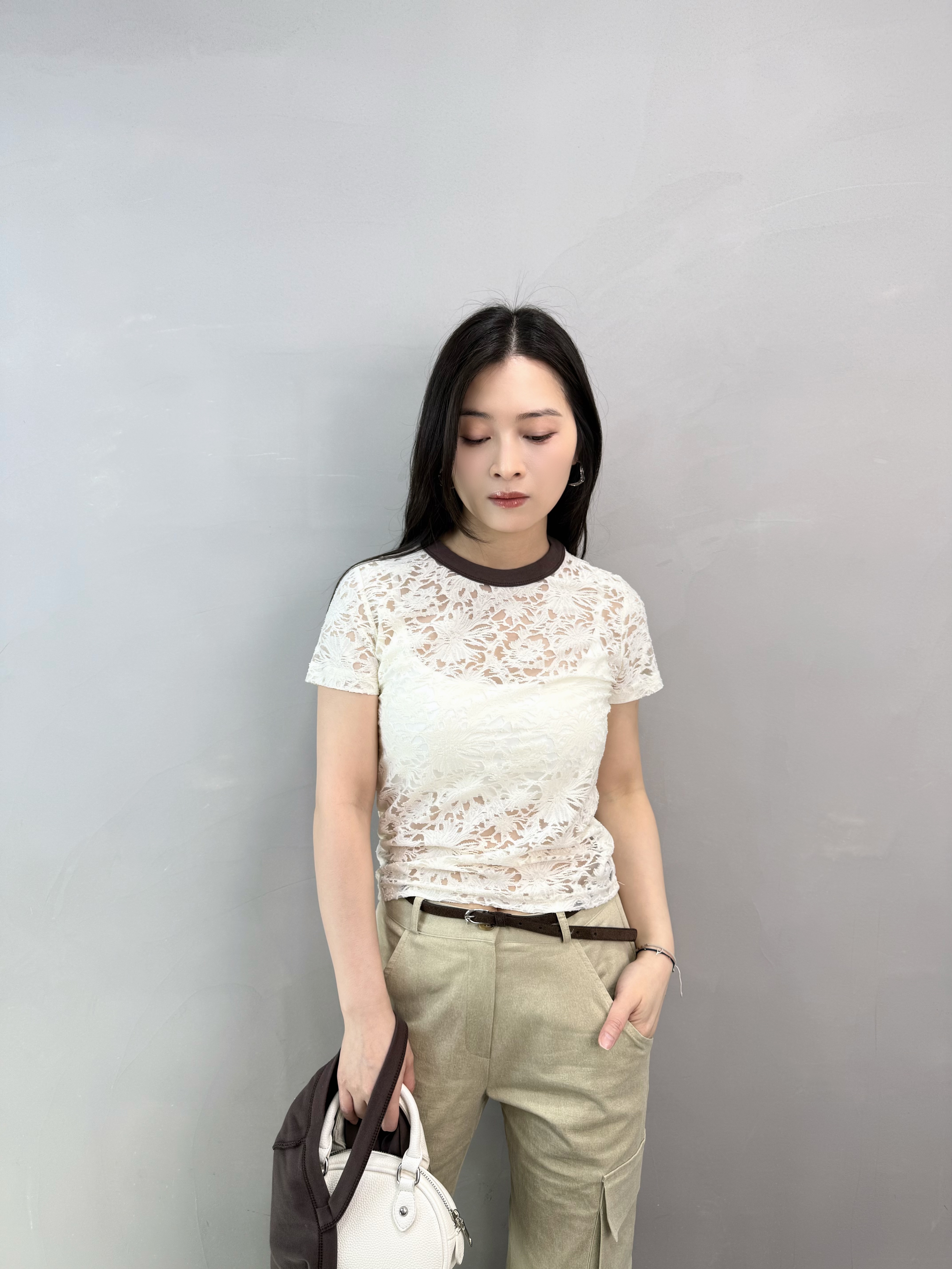 M68 通花網Tee+吊帶Set