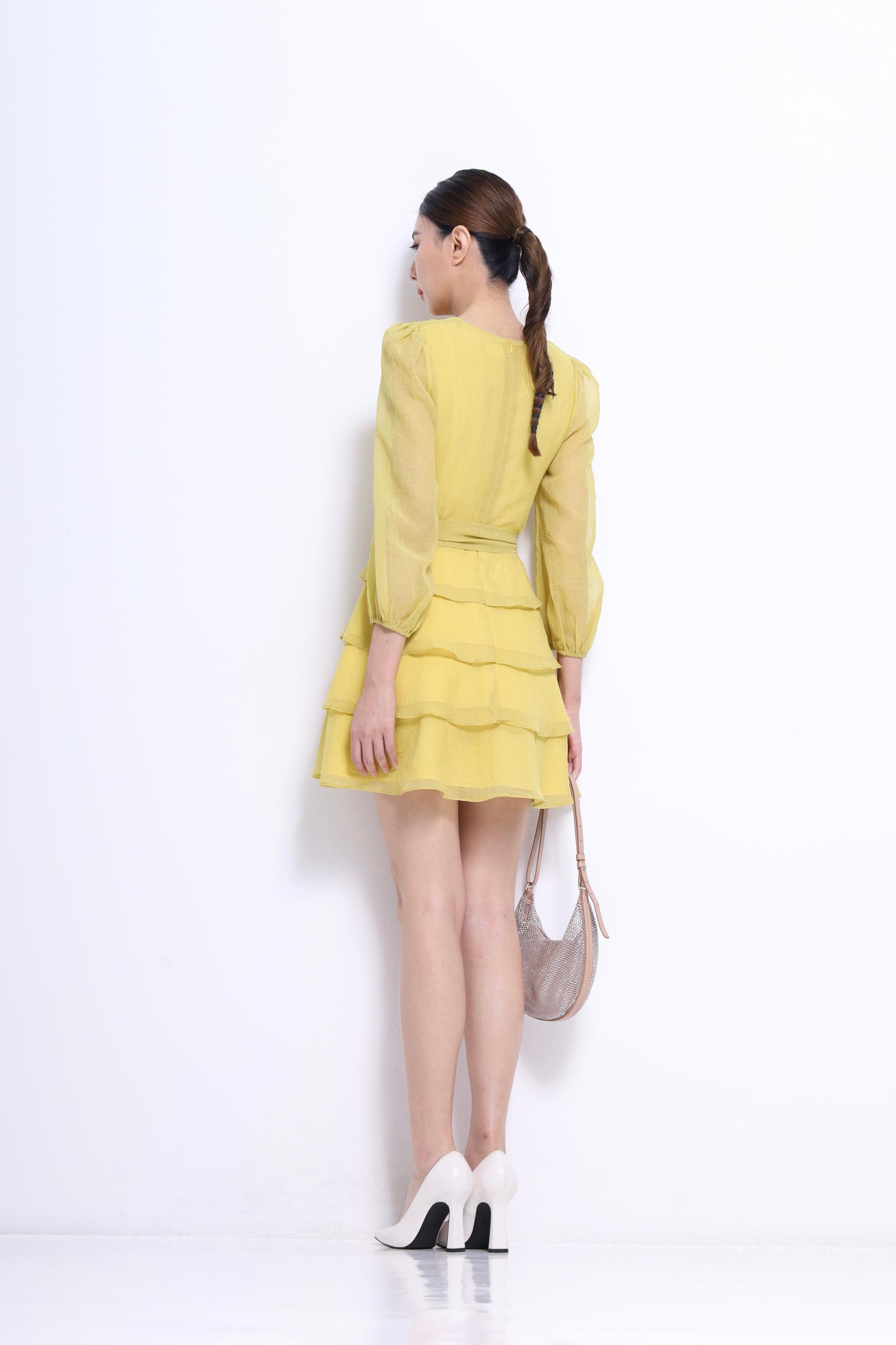 独家V领蛋糕连身裙 2134