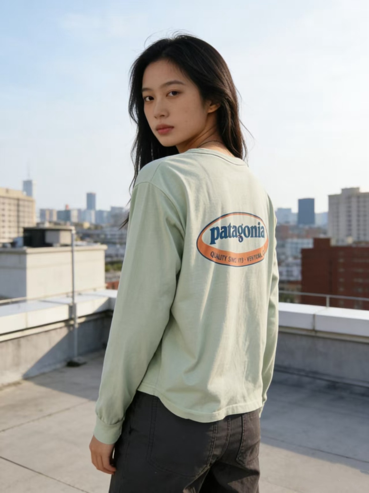 Patagonia Long-Sleeved '95 Oval Logo Easy-Cut T-Shirt