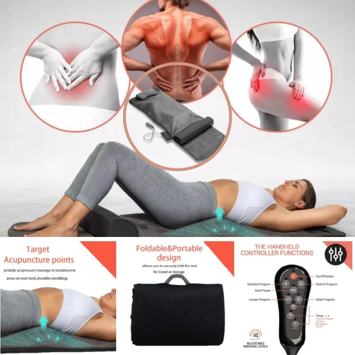 折疊式按摩墊|氣囊背部|肌肉放鬆|方便攜帶【3/29截單，預計 :4月中至尾發貨】】