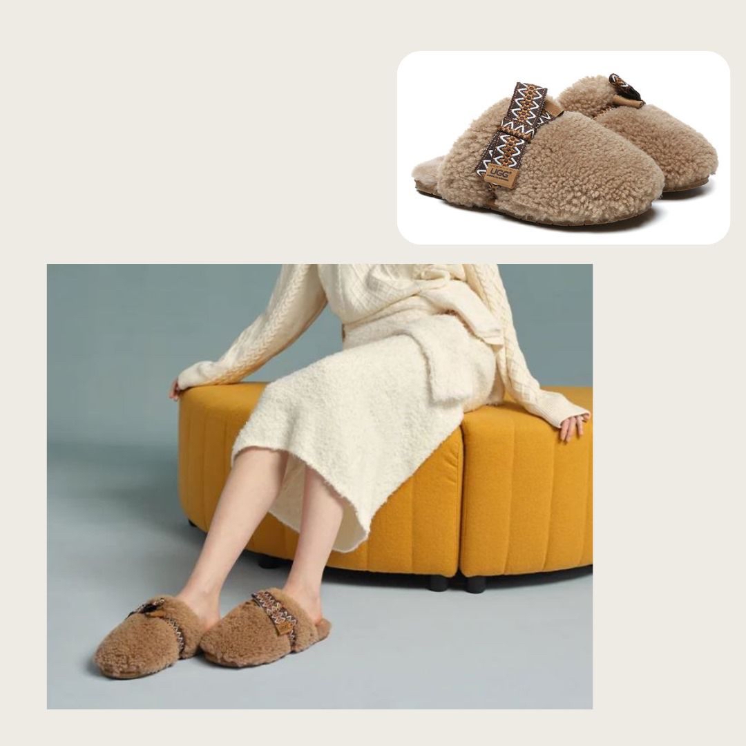 UGG 羊皮羊毛蝴蝶結 Cecil拖鞋