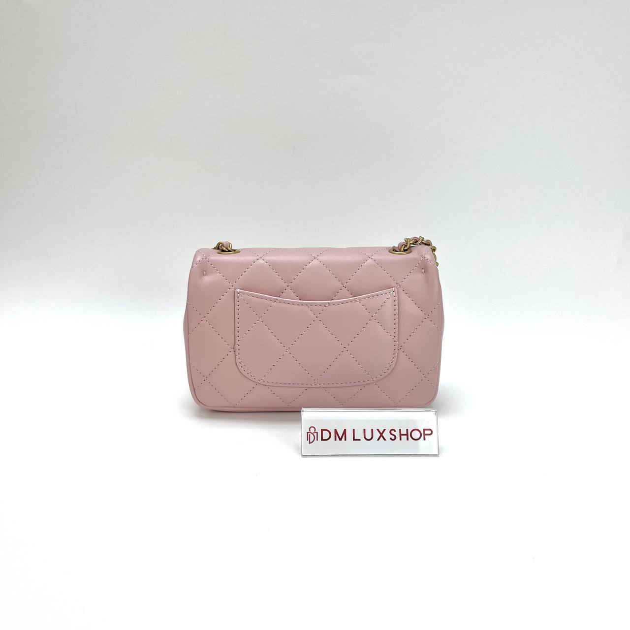 Chanel 22B Heart Charm Chain Pink Mini Rectangular GHW (Microchip)
