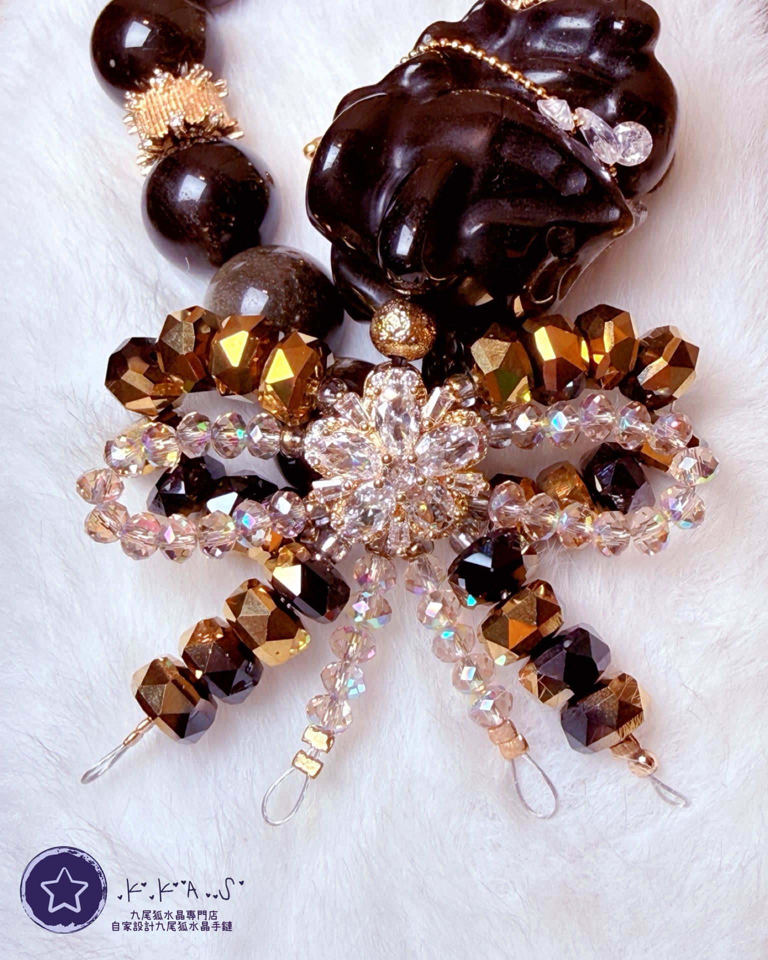 K00235 金曜石 九尾狐 自家設計手鏈