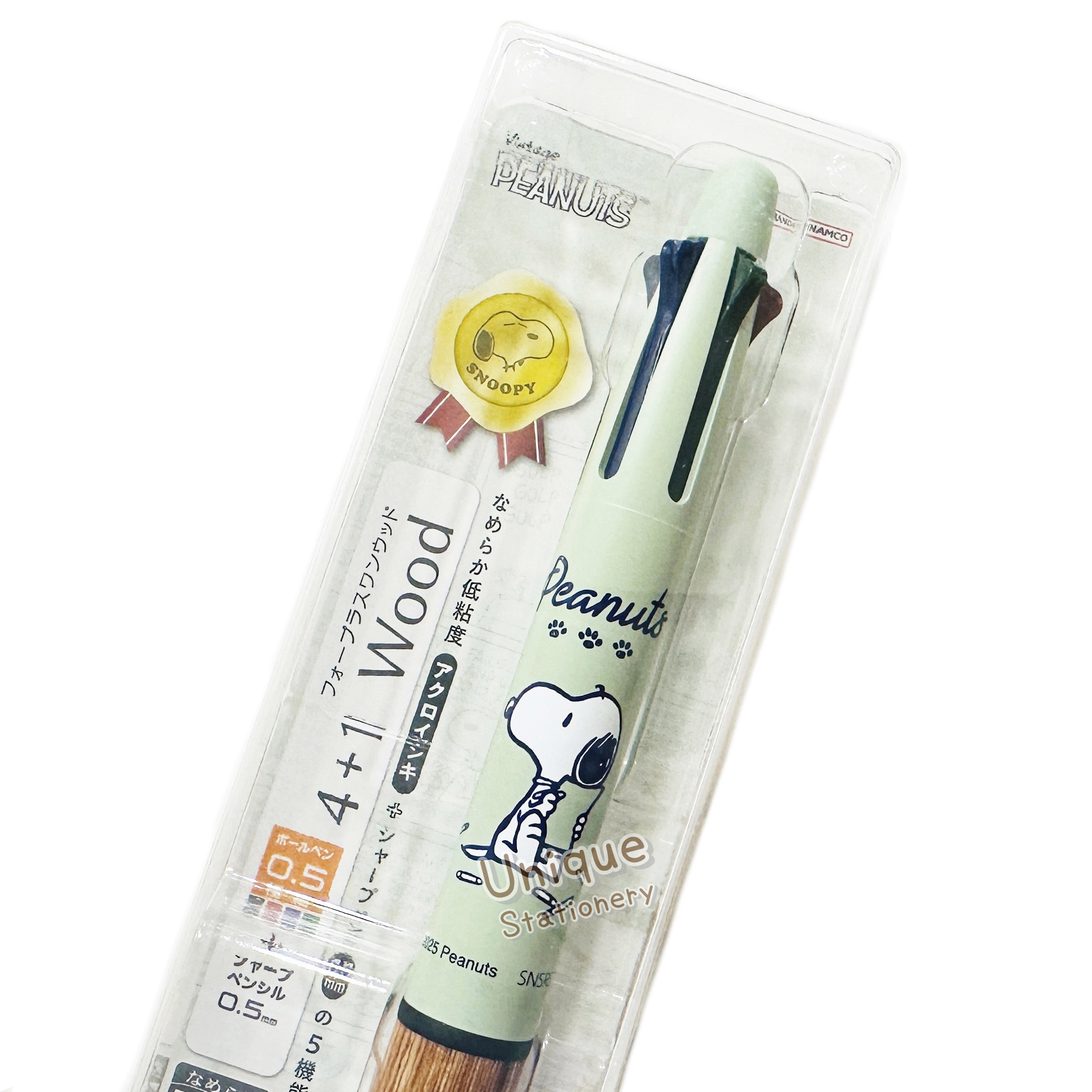 現貨｜Snoopy Pilot 4+1 Wood 日本製 多功能 5用筆 0.5mm 4色原子筆 + 0.5mm 鉛芯筆 (S4659384)