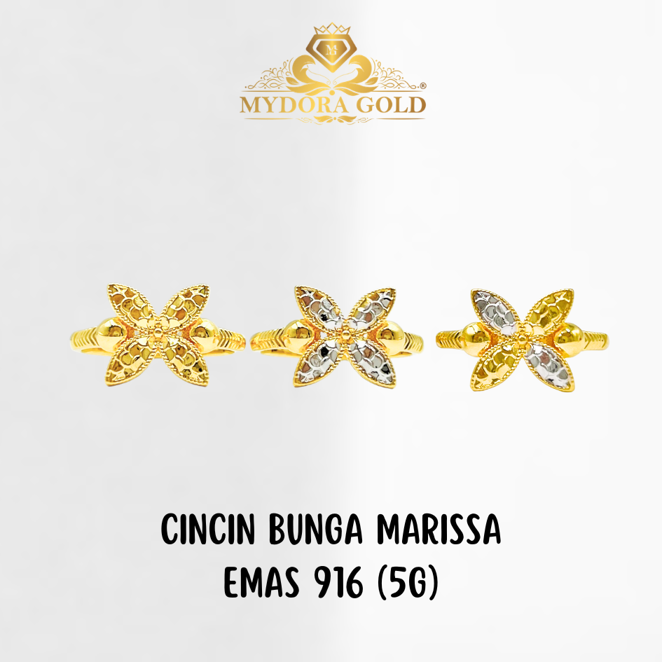 MYDORA Cincin Bunga Marissa (5G) l EMAS 916/22K