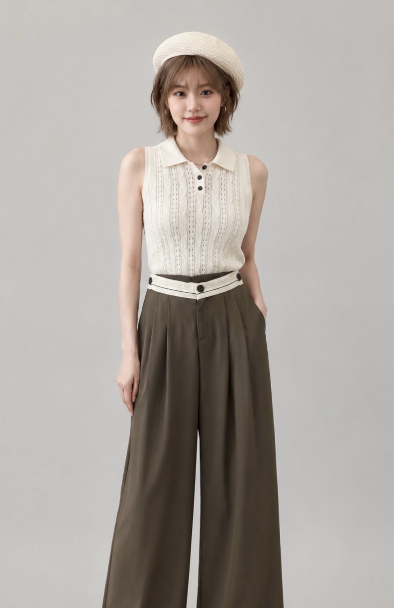 30887 Avery Pointelle Knit Polo Top