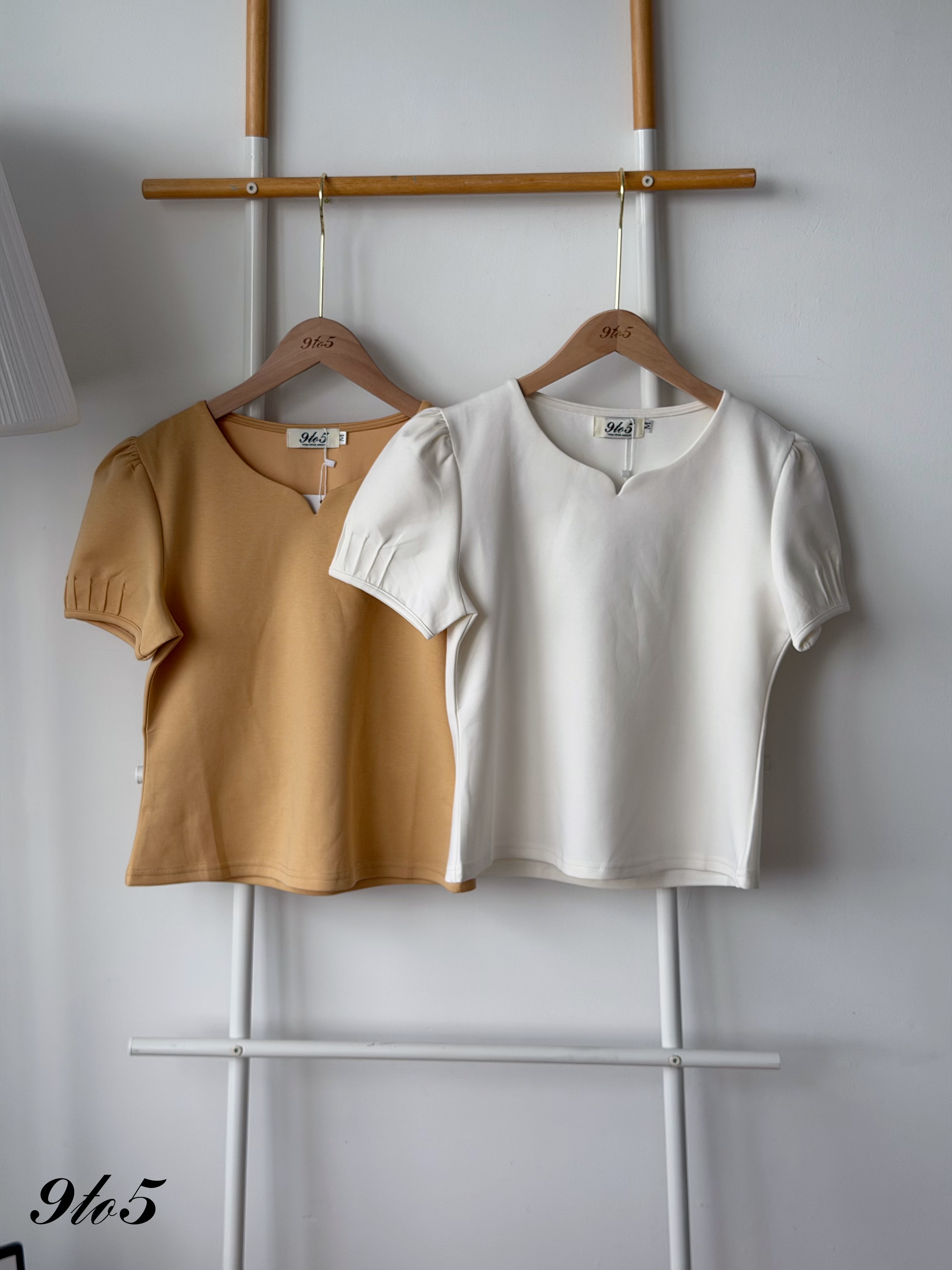T4540 Sweetheart Collar Puff Sleeve Top - 3 Colors 