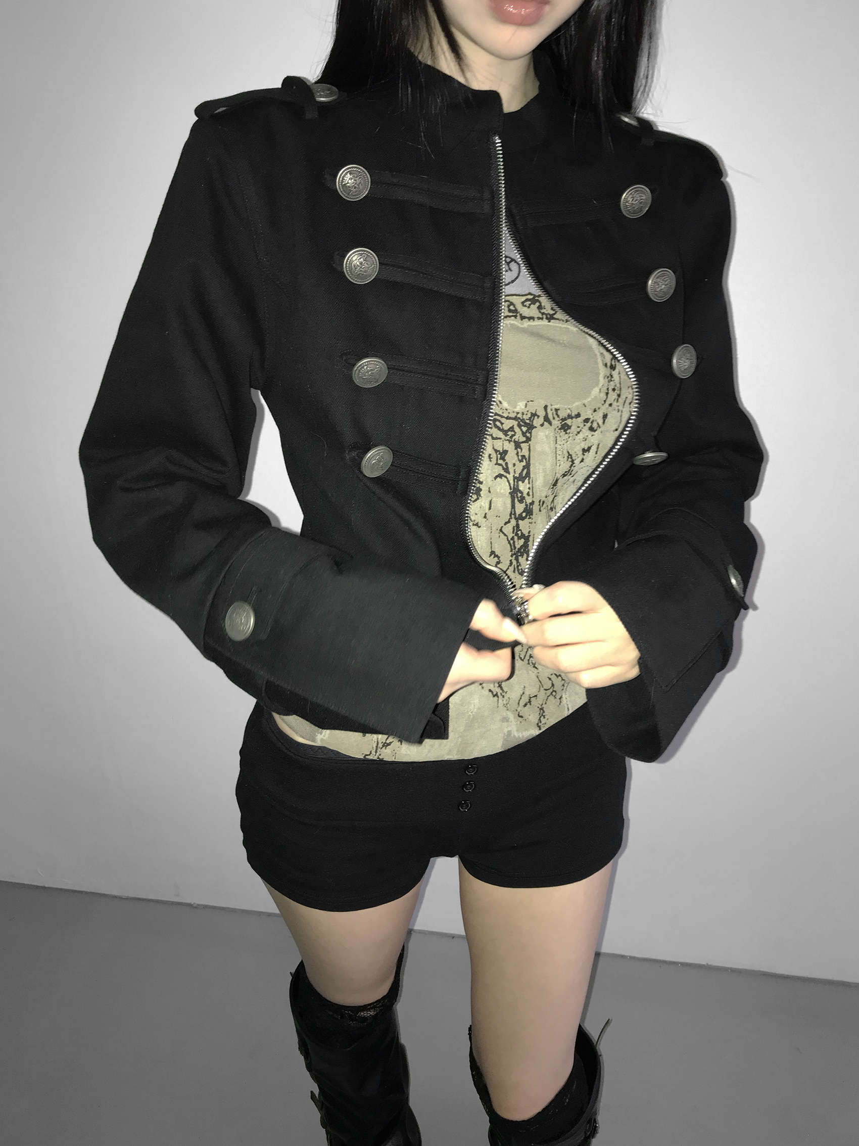 Vintage Zip Front Cropped Jacket