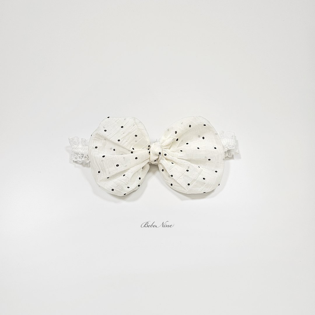 ☀️預訂 韓國直送☀️🇰🇷Bebenine兩色蕾絲波點蝴蝶結髮帶