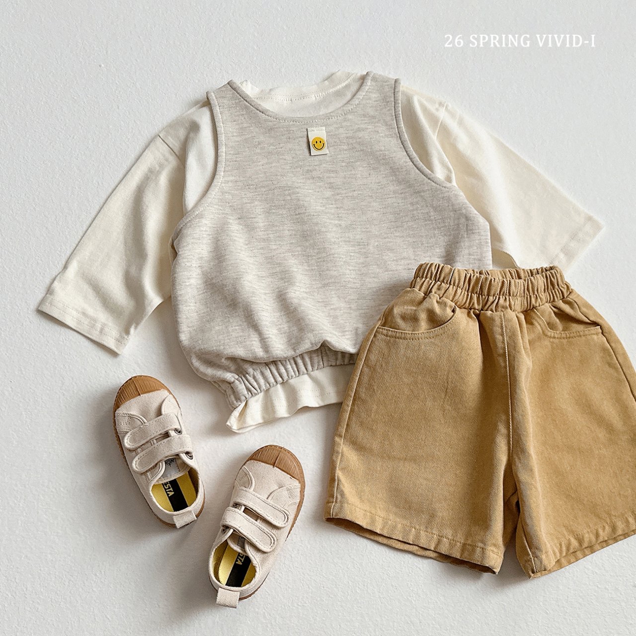 🌸預訂 韓國直送🌸🇰🇷VIVIDI三色微笑標籤背心上下套裝