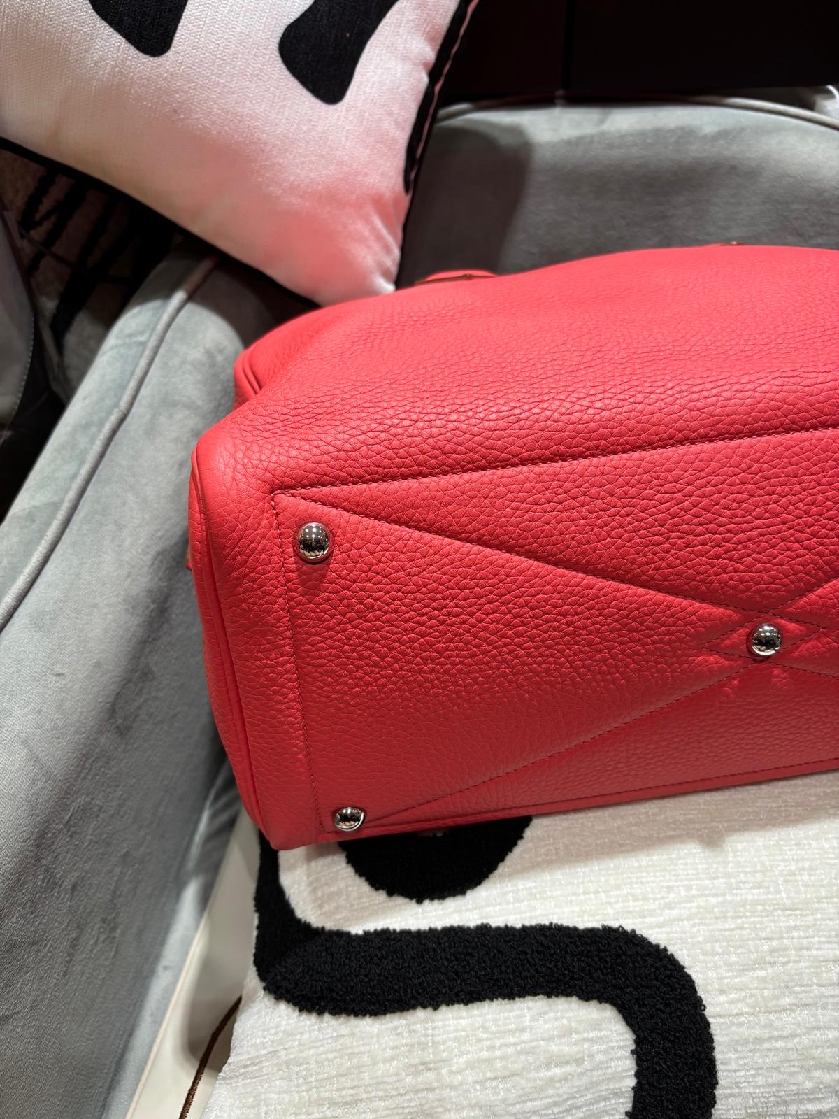 Hermes Victoria 35 Stamp T T5 Rose Jaipur Clemence Calfskin 100%Authentic, 98%New ✅Key Lock ✅Dust bag
