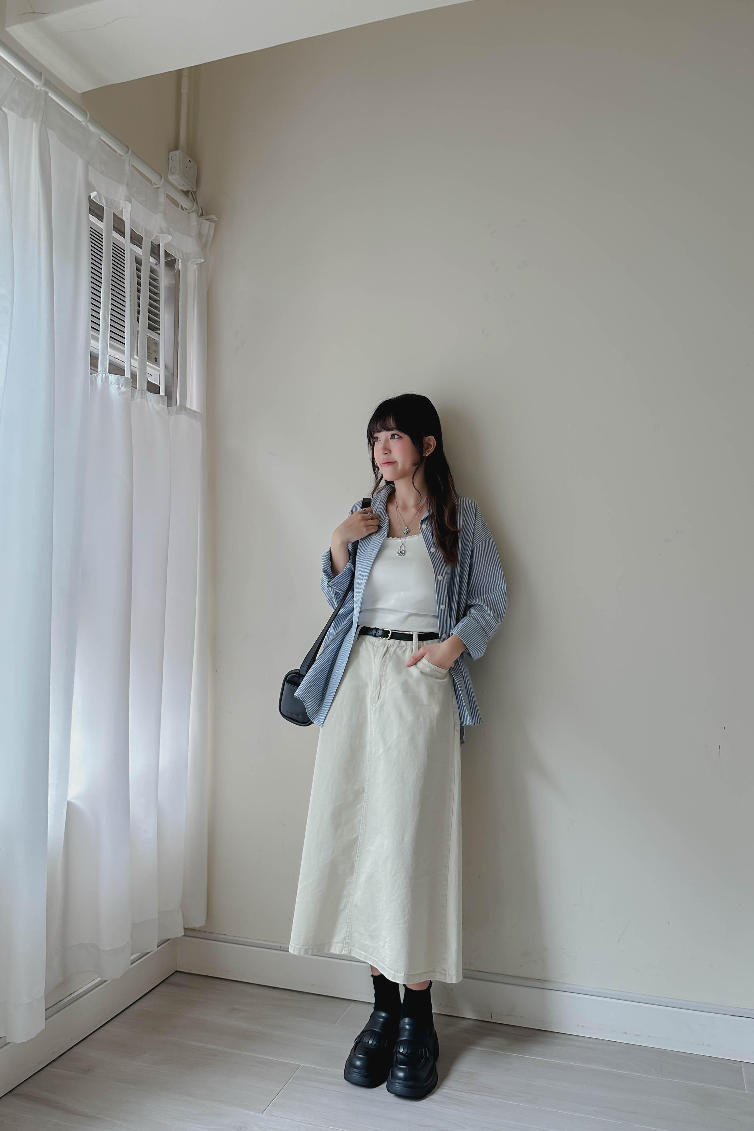 春夏直紋薄襯衫 (兩色入)