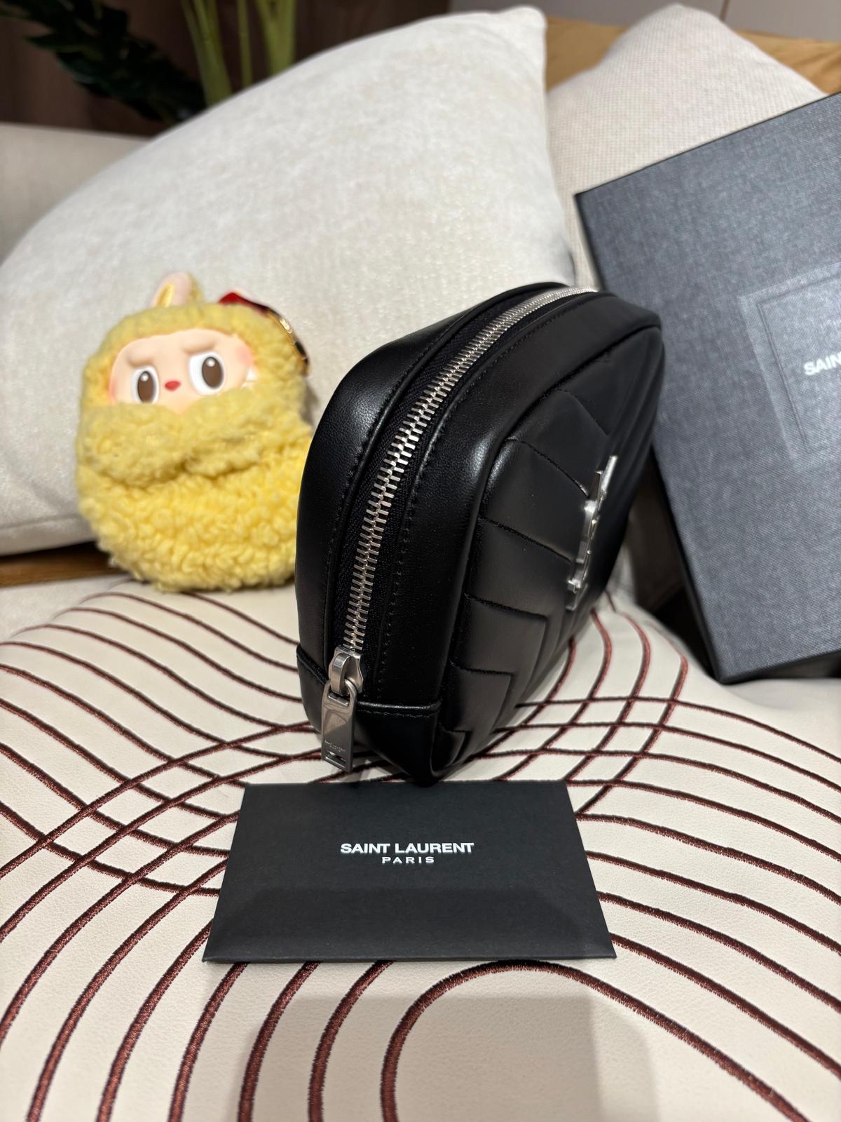 Ysl loulou pouch SAINT LAURENT Black Calfskin Pouch 100%Authentic, 99%new ✅certificate ✅box
