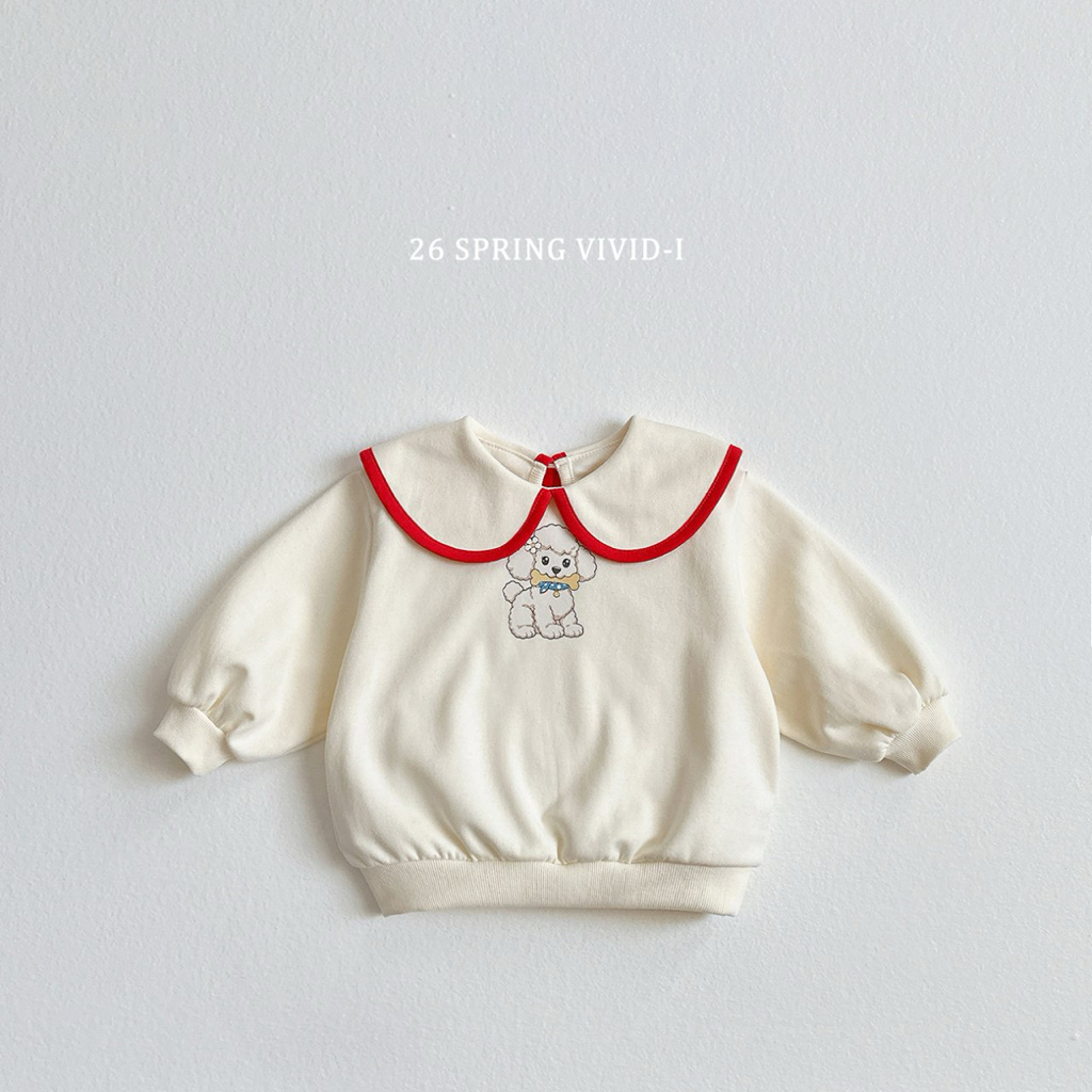 🌸預訂 韓國直送🌸🇰🇷VIVIDI兩色小狗印花翻領寬鬆衛衣