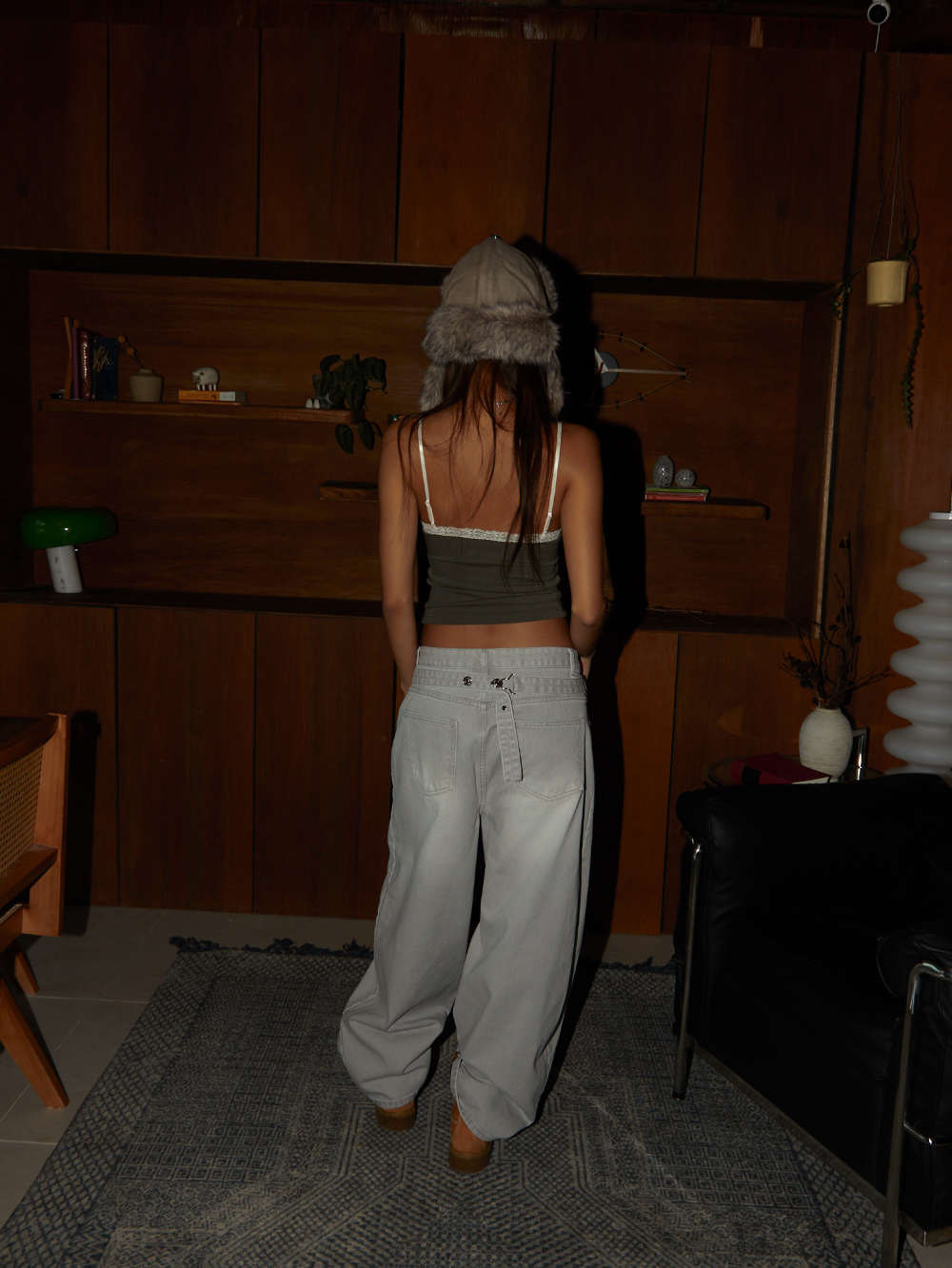 Mega Wide Backstrap Denim Pants 