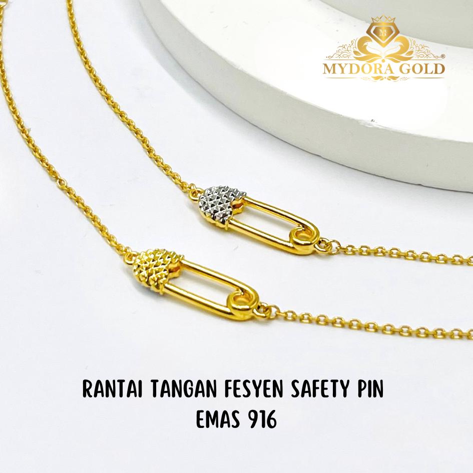 MYDORA Rantai Tangan Fesyen Safety Pin l EMAS 916/22K