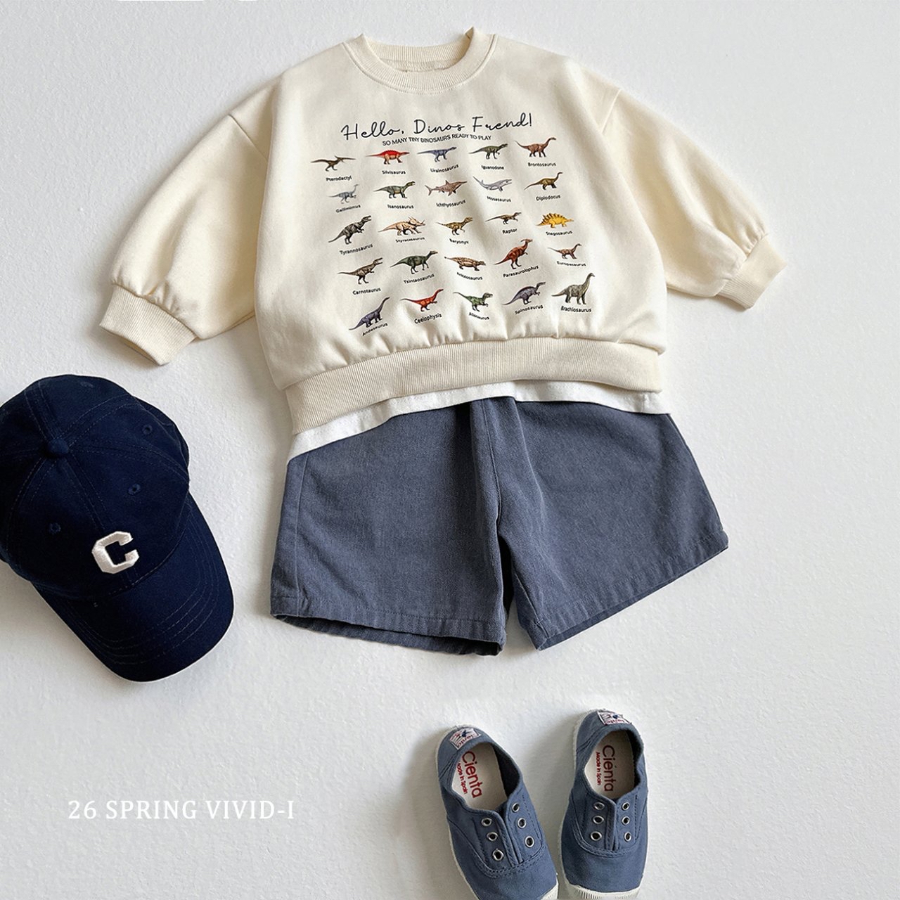 🌸預訂 韓國直送🌸🇰🇷VIVIDI三色迷你恐龍印花寬鬆衛衣