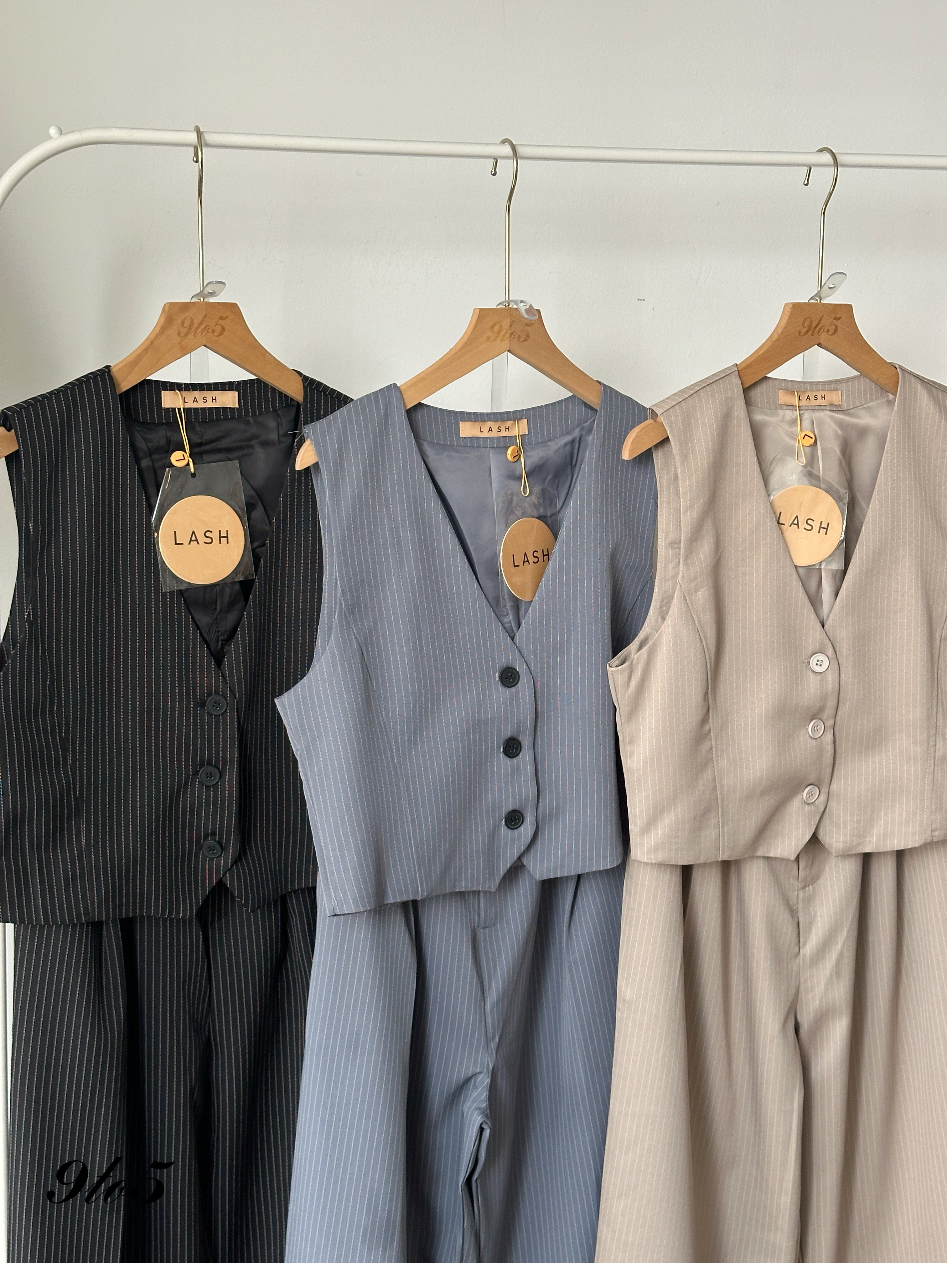 D2350 Stripe Vest Matching Set - 3 Colors 