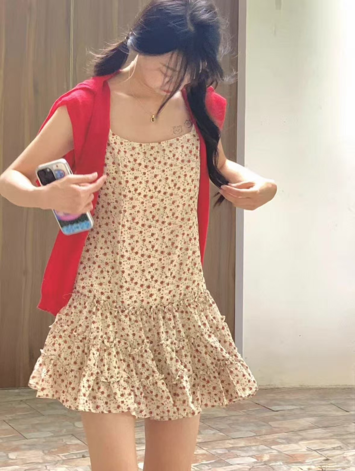 DR382田园风碎花短裙