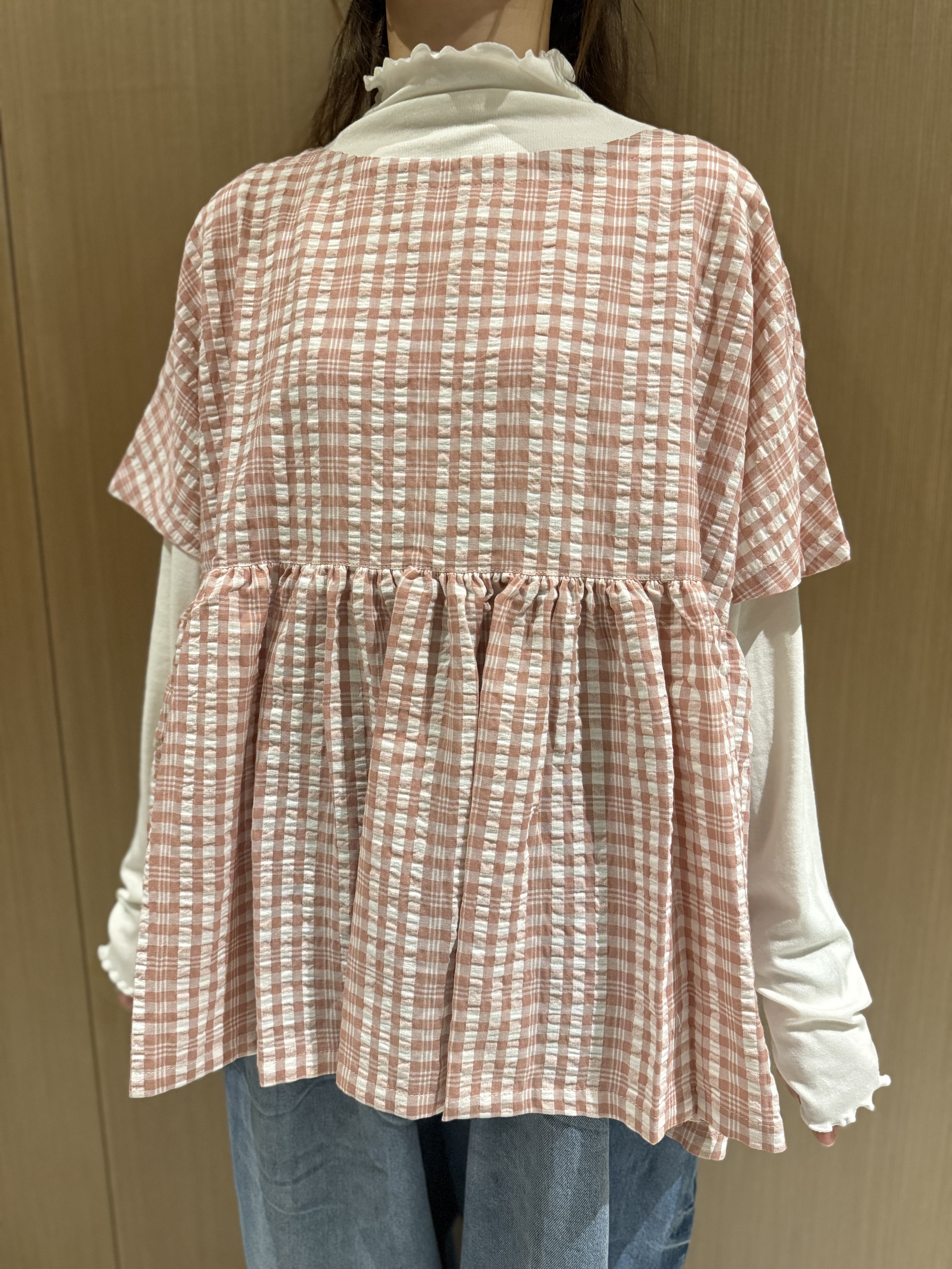 泡泡棉格仔𝐭𝐨𝐩（粉𝐱白）