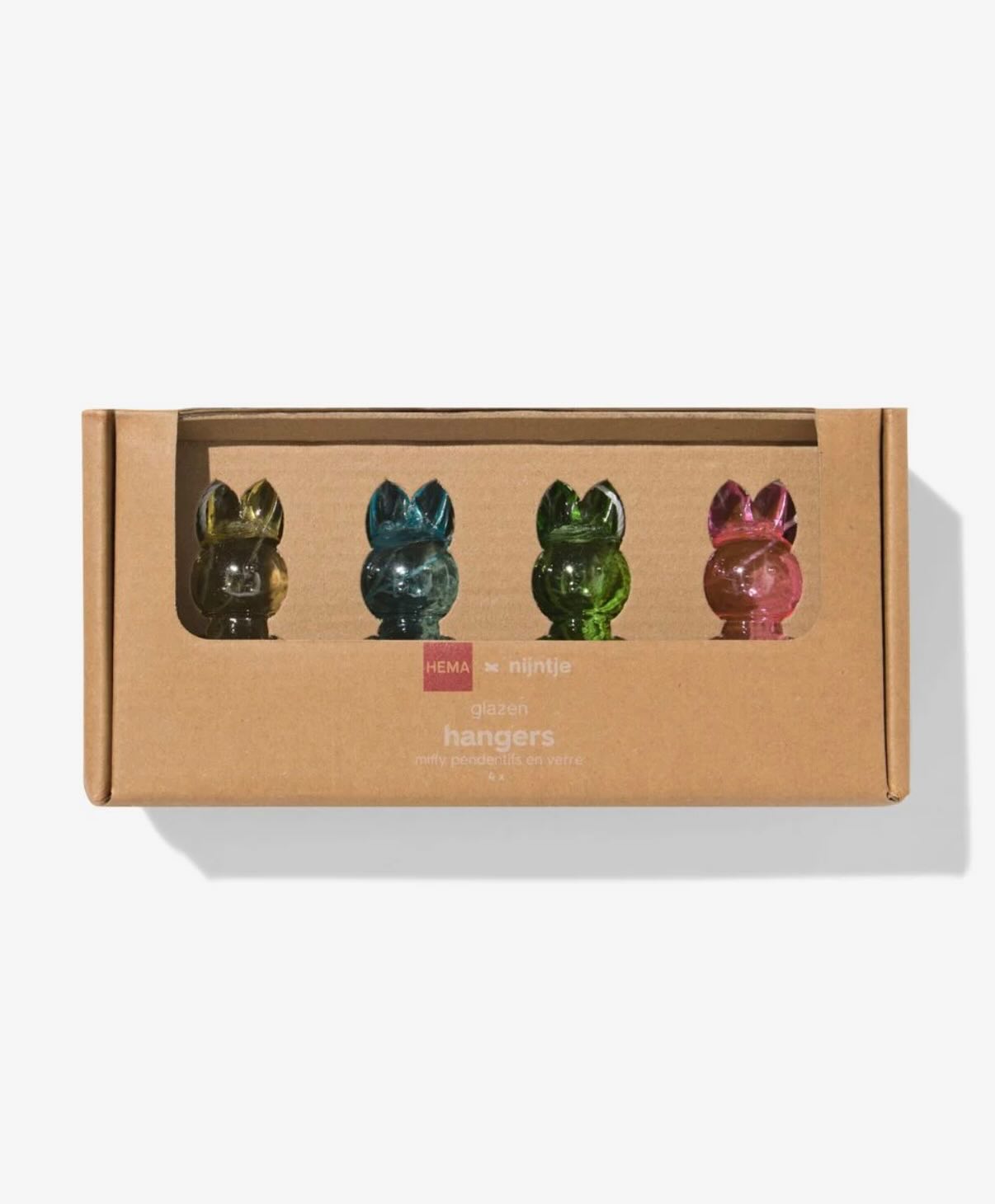 Miffy glass decoration set of 4 (colourful) 