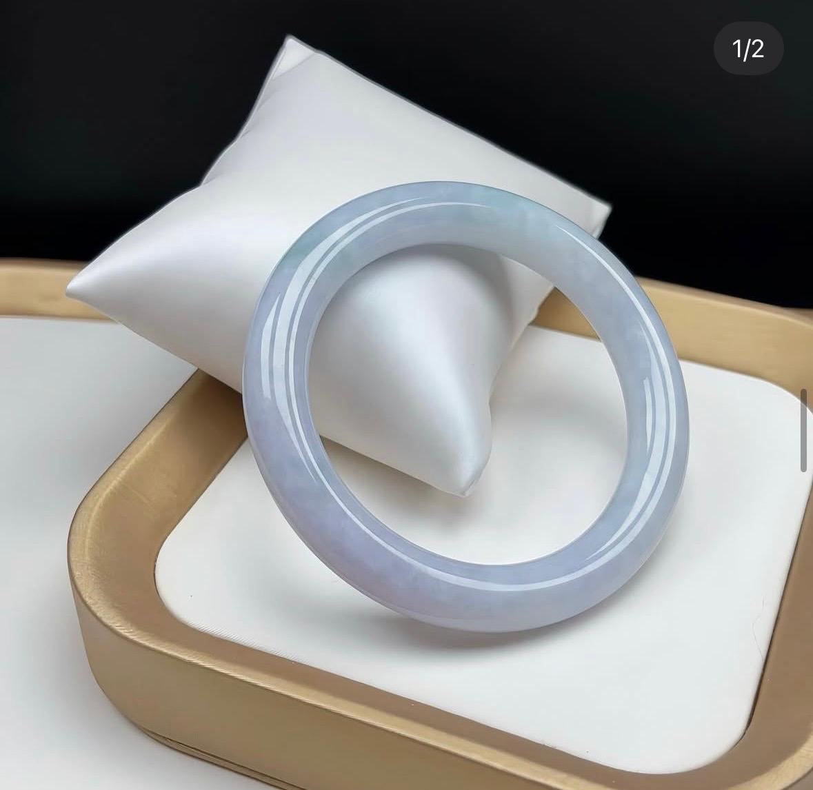 57mm 糯冰種淡紫飄翠翡翠圓鐲