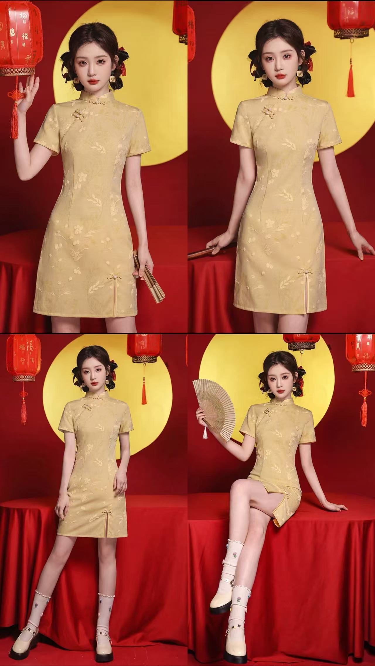 6634 新中式旗袍连身裙