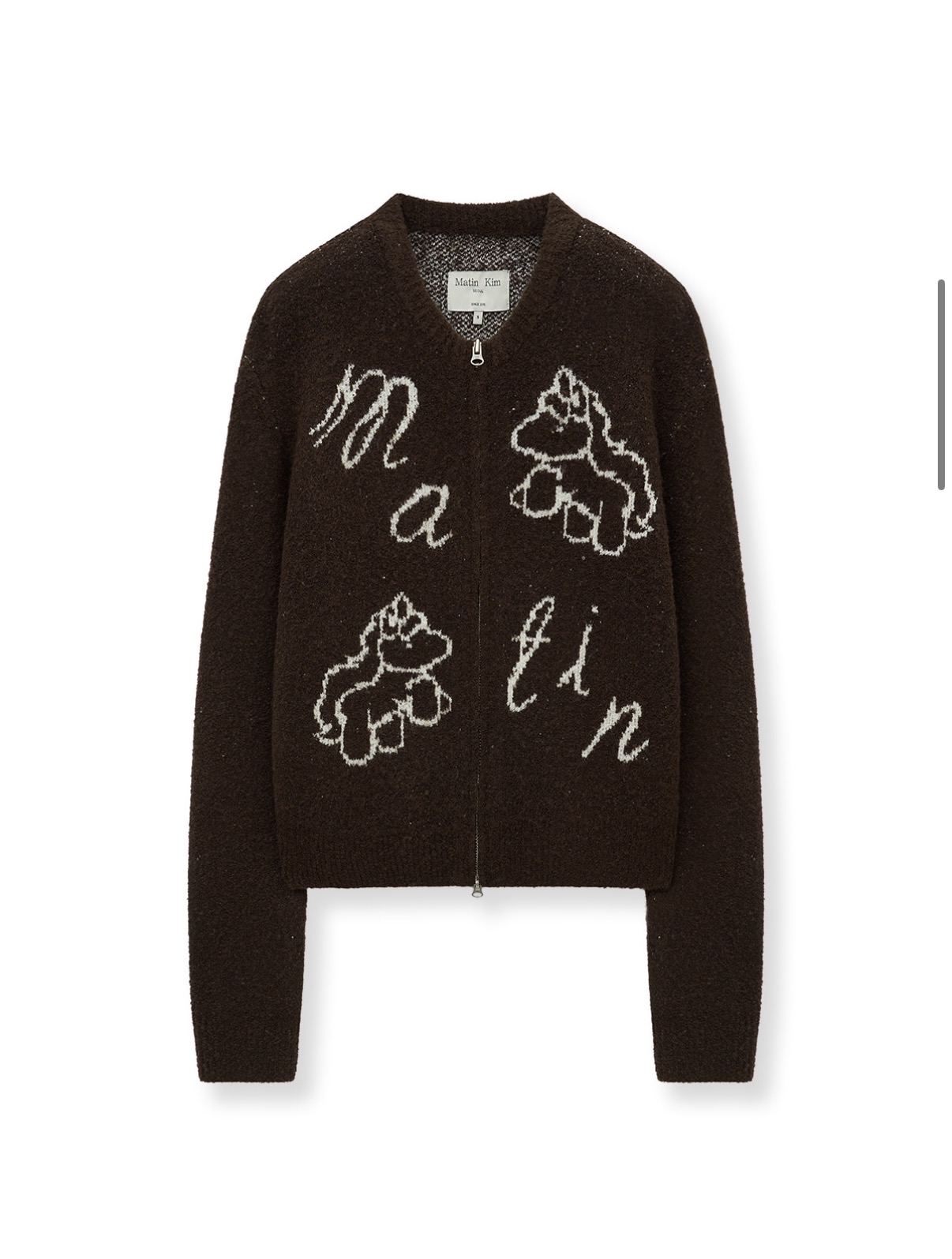 MATIN KIM特價場 MATIN PONI CONI KNIT ZIP UP IN BROWN