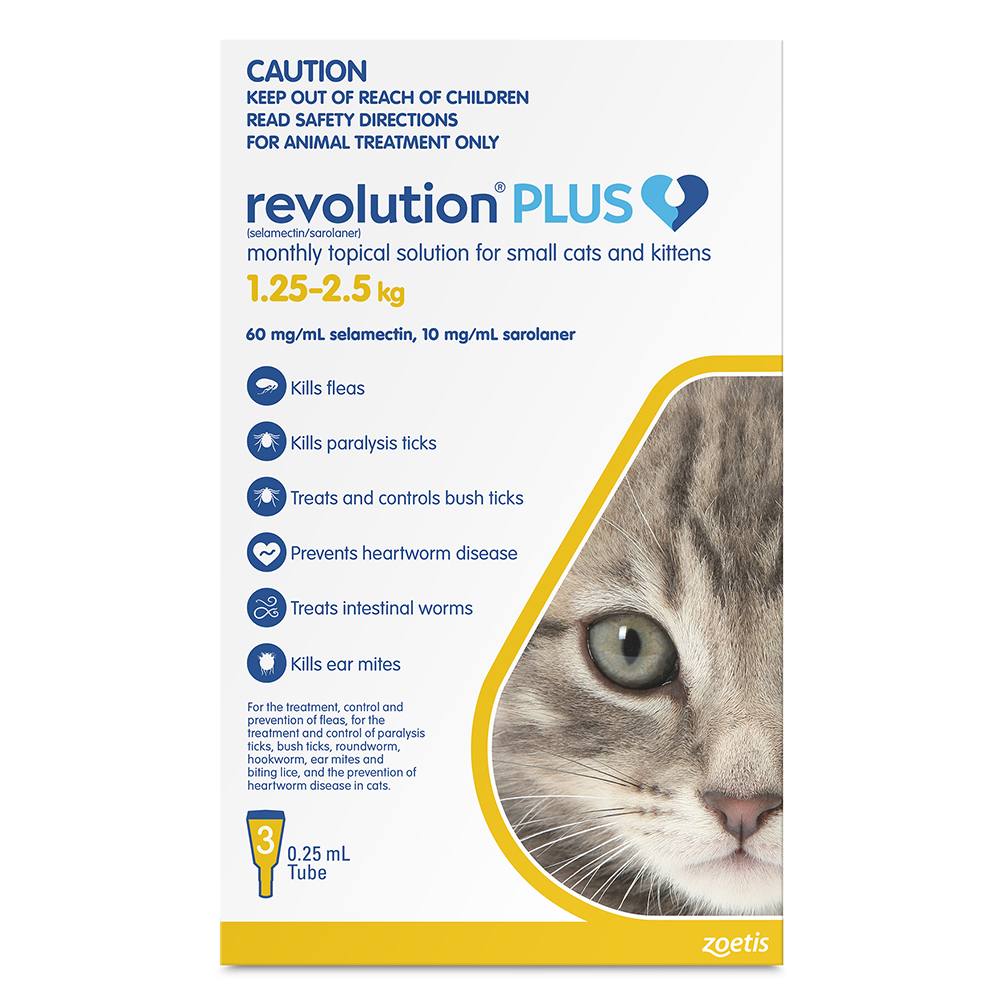 Revolution Plus For Kittens And Small Cats 1.25 - 2.5Kg (Yellow)