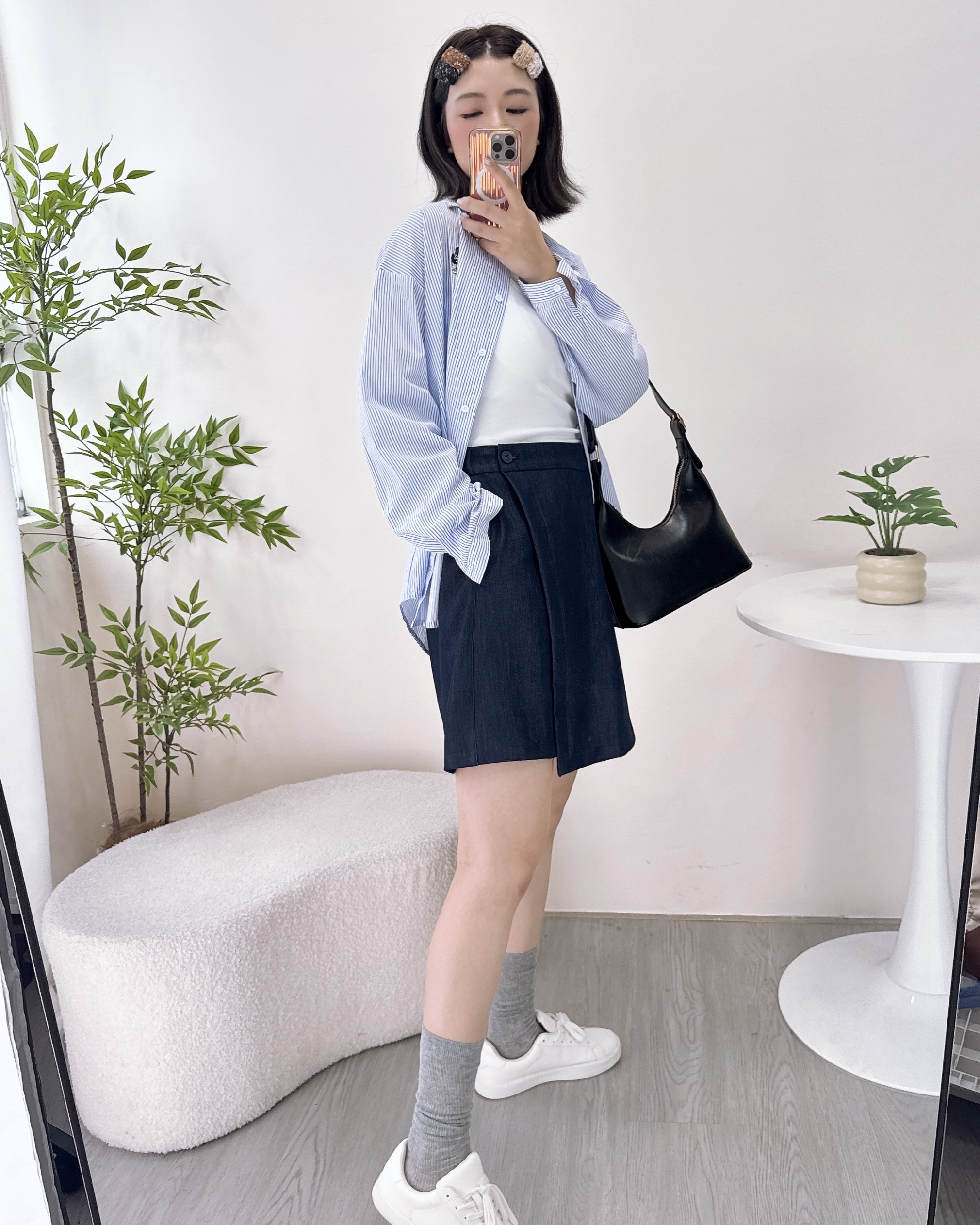 免燙極柔軟仿牛短裙褲