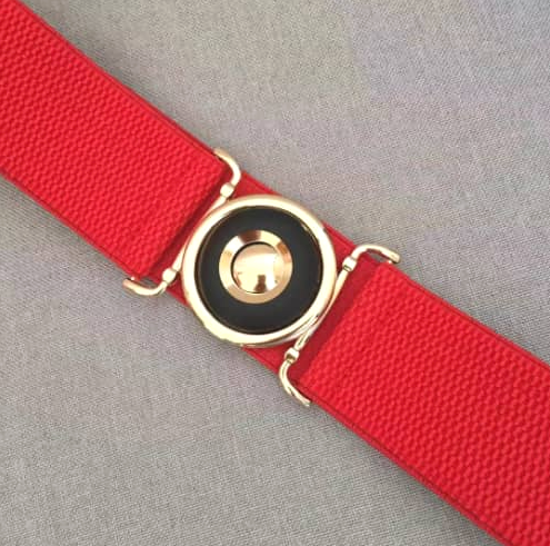 Large Buckle Wide Belts Classic Solid Color Elastic Waistband