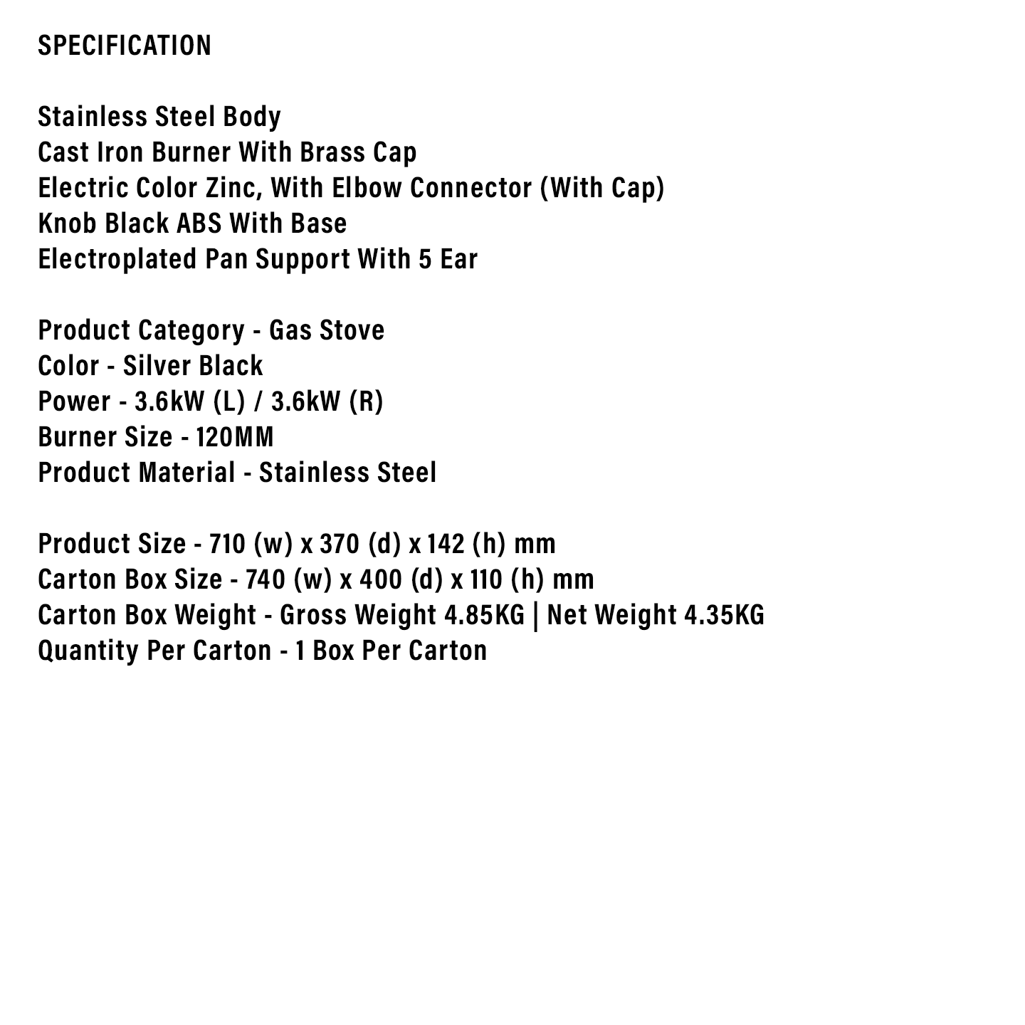 Faber 3.6kW Casa Gas Stove FS 2322