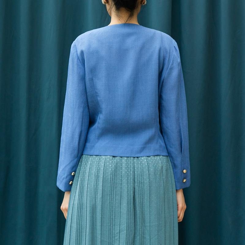 C.a. 1980s Geometric Linear Blue and Black Duo0-Colour Two Way Autumn Blazer (MT1606-22)