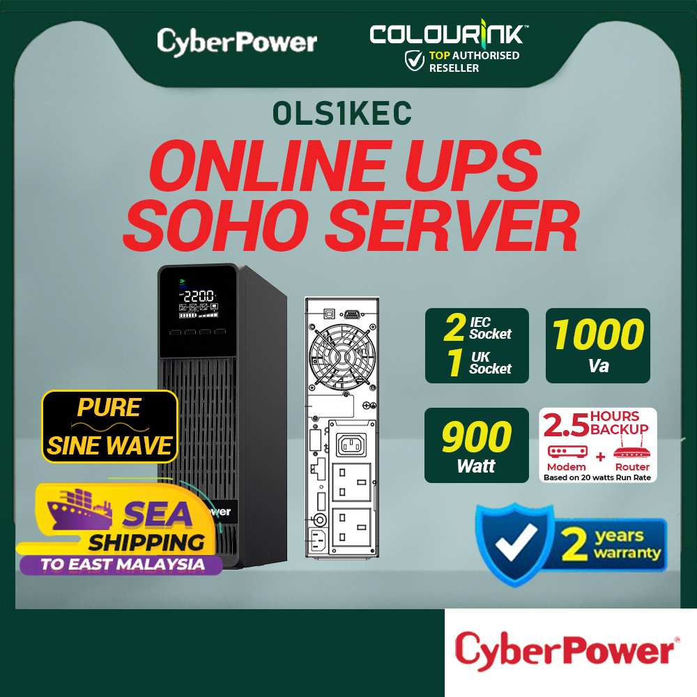 CYBERPOWER OLS1KEC Online Double Conversion UPS Backup Battery LCD Display Surge Protection NAS