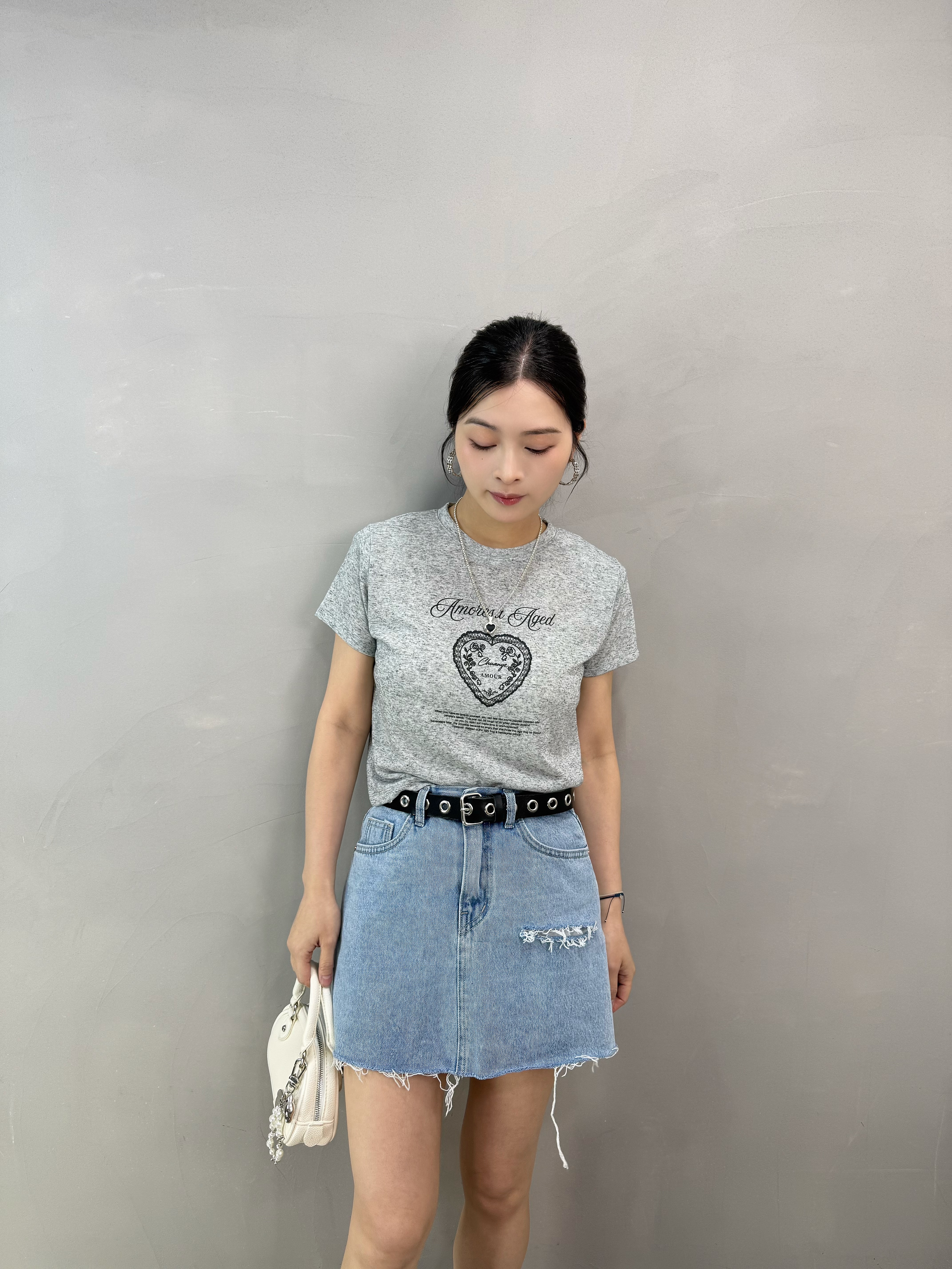 T78 混灰print tee