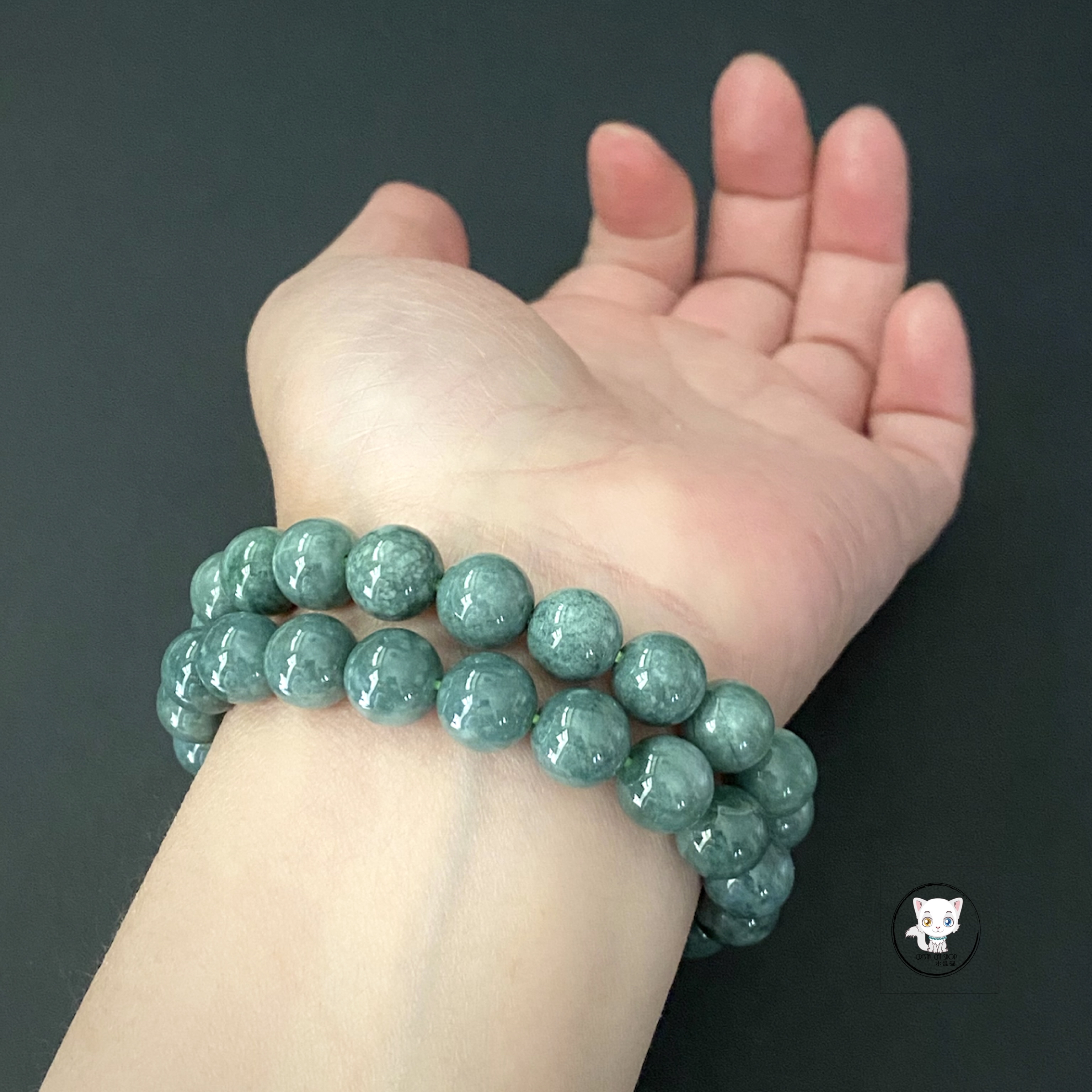 危地馬拉藍水翡翠手鏈 10mm