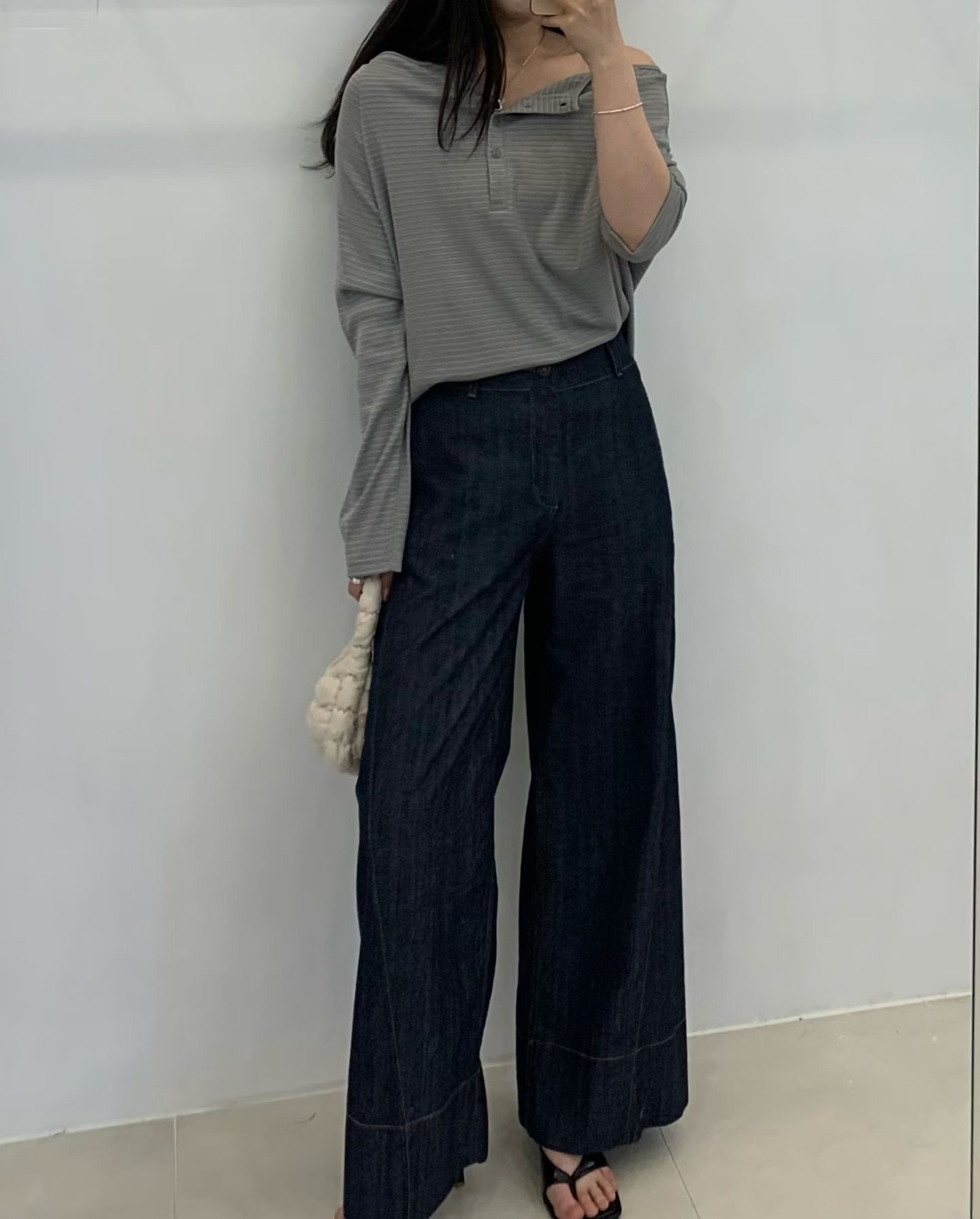 FP17_04 原色牛仔落地闊褲 