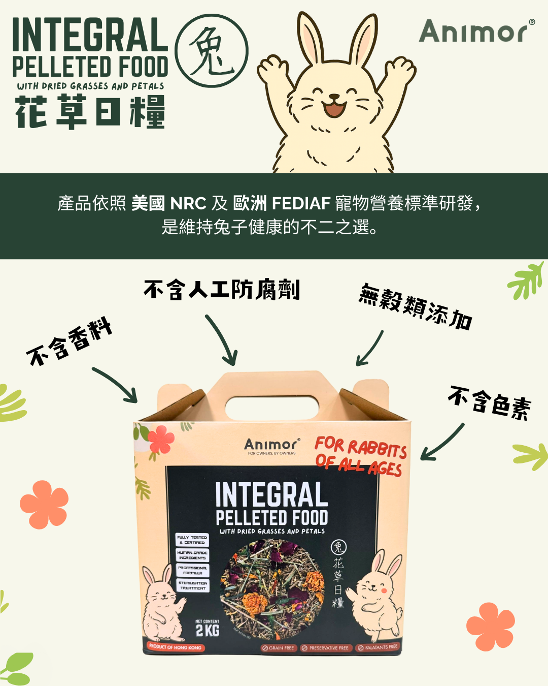 香港 Animor 花語日糧(兔) 2kg