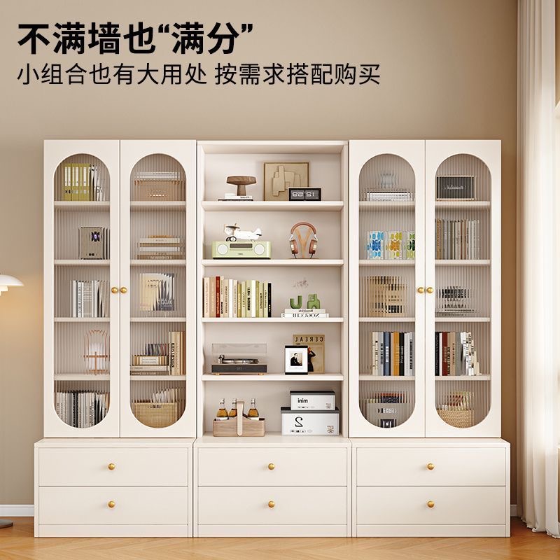 實木卡座書櫃書架一體 滿牆展示櫃 家用客廳落地靠牆櫃子 收納儲物櫃bookcase 