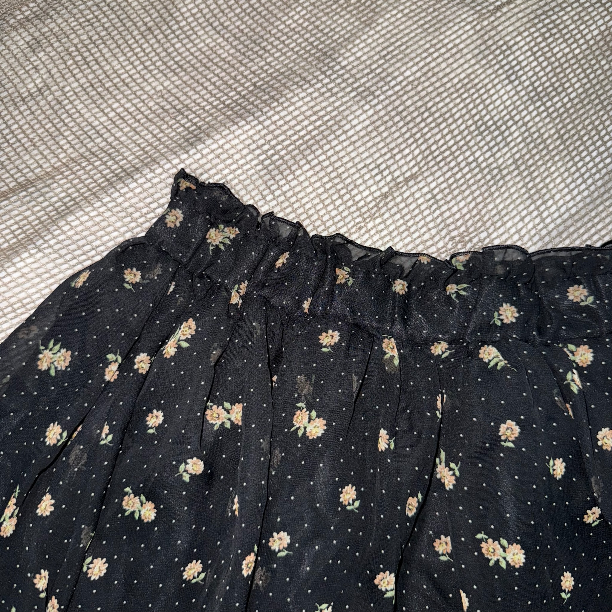 Black Ditsy Floral Mesh Mini Skirt