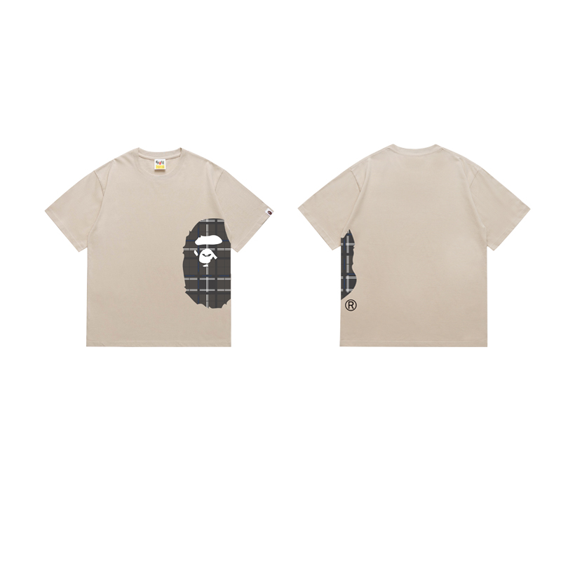 Bape Logo Check Side Big Ape Head Tee