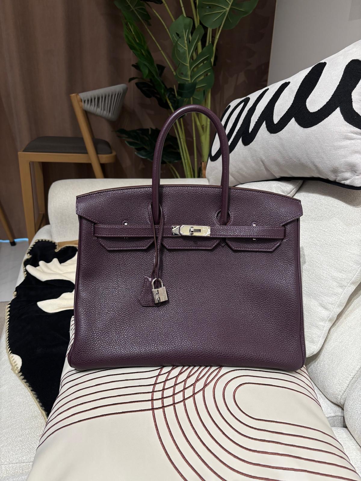 Hermes Birkin 35 Stamp [Q] 葡萄紫色Raisin Togo Calfskin 100%Authentic, 95%New ✅Key Lock✅Dust bag✅Box