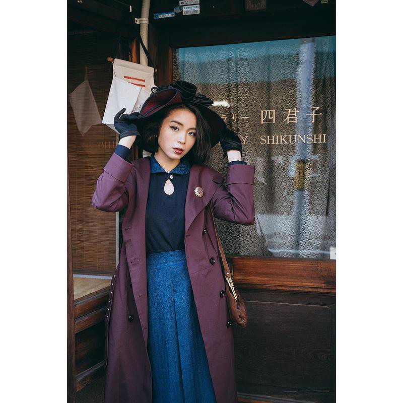 SOLD OUT - 1960s MAD Man Secretary Double-Breasted Dress Coat - Purple (FM084)