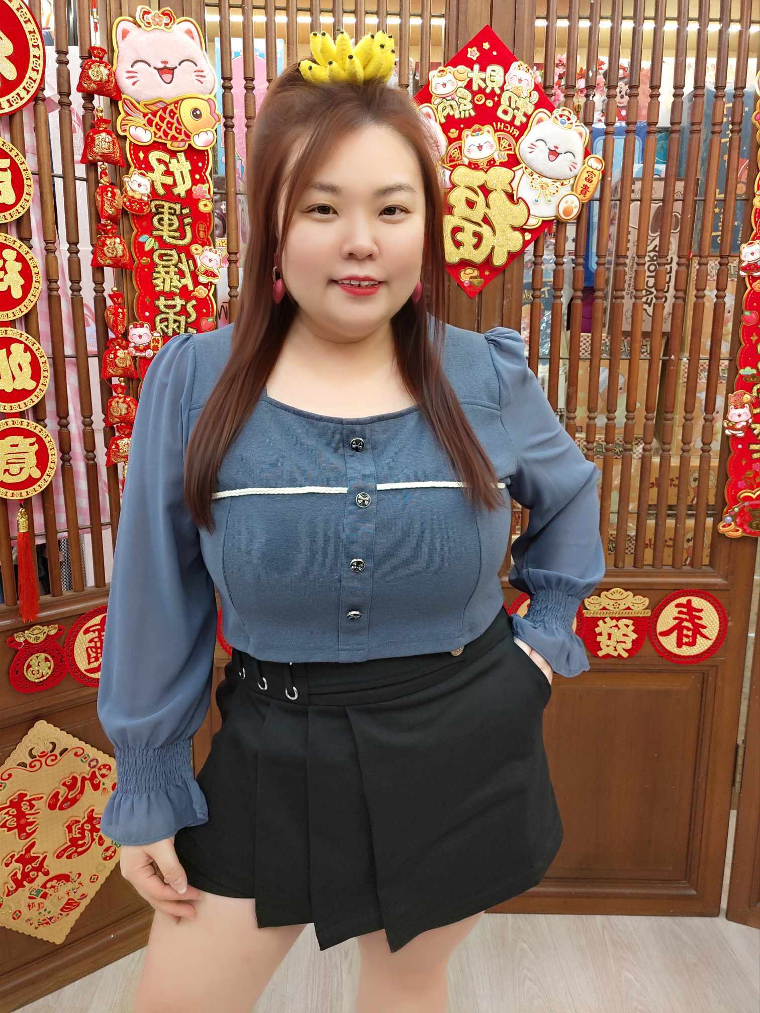 NBC05 TW#3655-1(长) 小香风辫子排扣长袖上衣