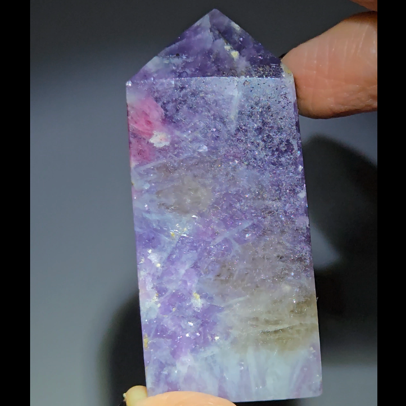 Unicorn stone with pink tourmaline, sparkly mica - UNC9