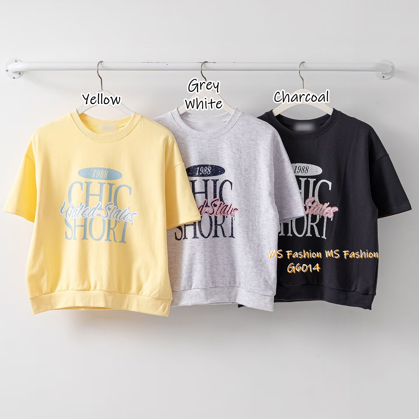 G6014 韓國🇰🇷拼色字母print top