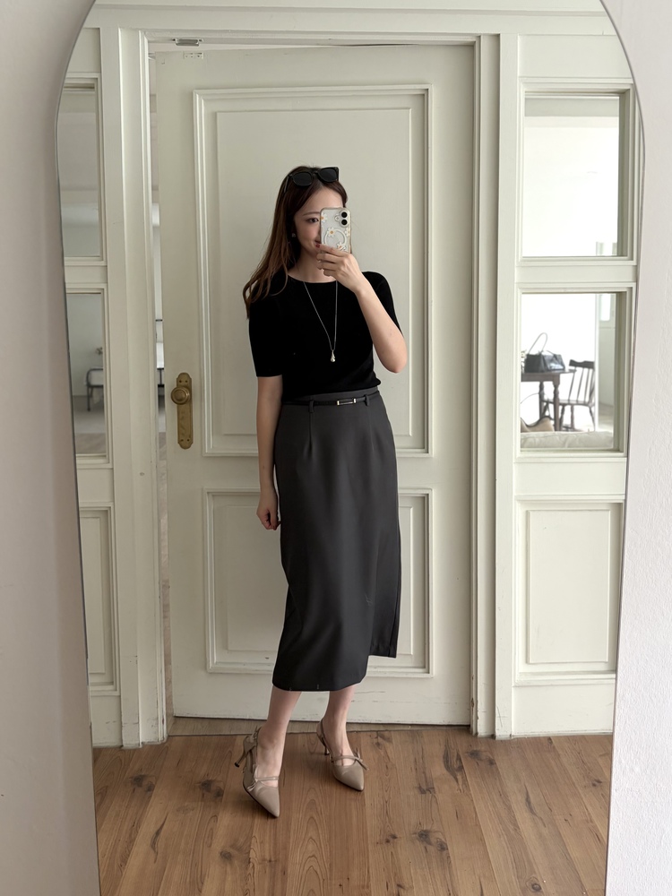 The Classy Belted Skirt (Charcoal)