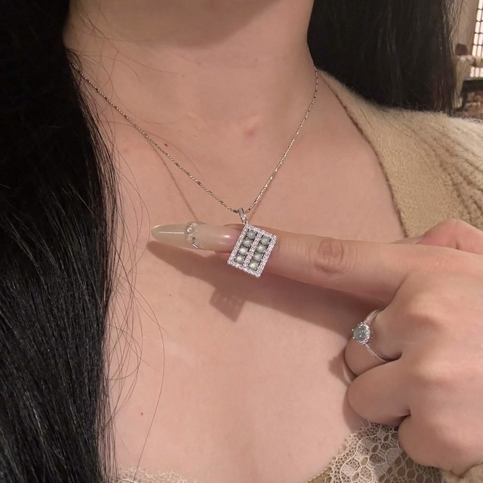 天然翡翠算盘招财项链 