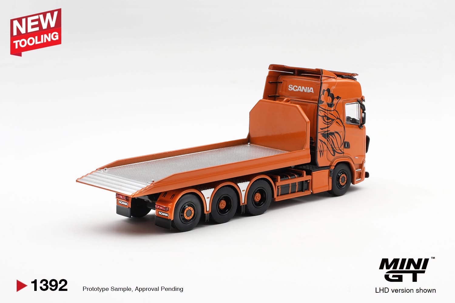 (預訂 Pre Order) Mini GT ( MGT01392-R ) Scania 770S B8x4NA Hooklift Flatbed Orange